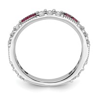 Sterling Silver Rhodium-plated Created Ruby and Round CZ Band view 2