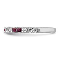 Sterling Silver Rhodium-plated Created Ruby and Round CZ Band view 4