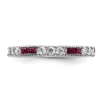 Sterling Silver Rhodium-plated Created Ruby and Round CZ Band view 5