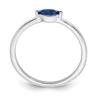 Sterling Silver Rhodium Plated Blue CZ Ring view 2