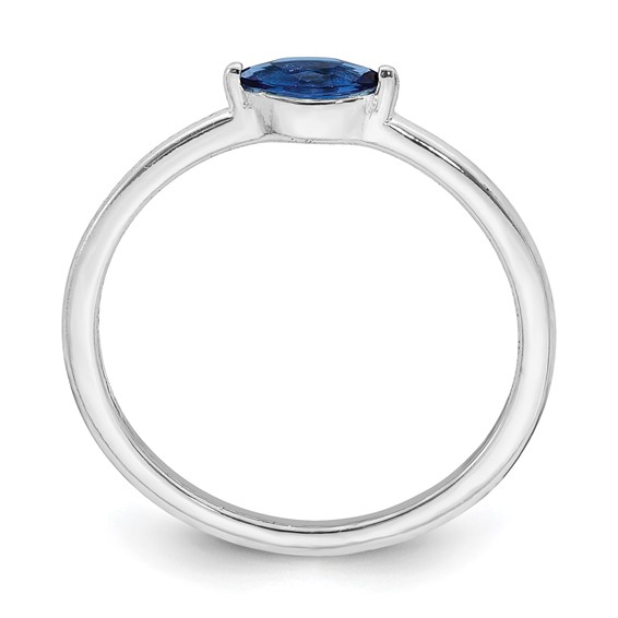 Sterling Silver Rhodium Plated Blue CZ Ring