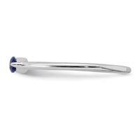 Sterling Silver Rhodium Plated Blue CZ Ring view 3