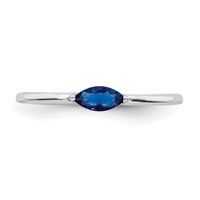 Sterling Silver Rhodium Plated Blue CZ Ring view 4