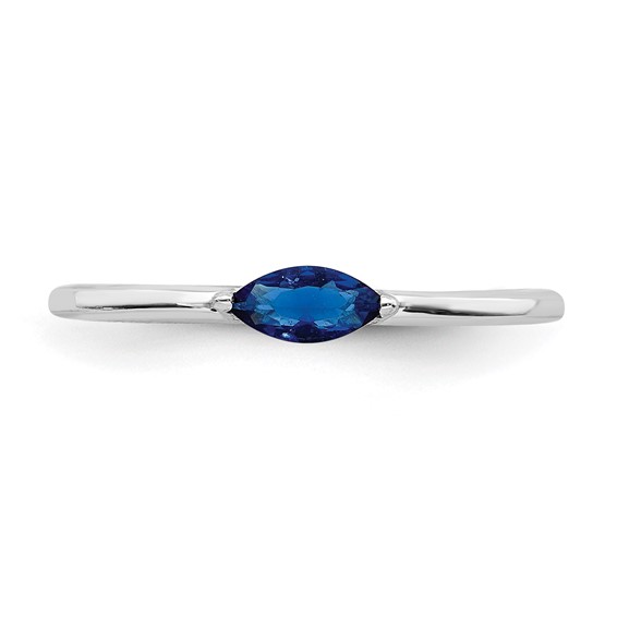 Sterling Silver Rhodium Plated Blue CZ Ring