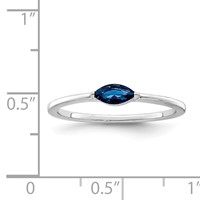 Sterling Silver Rhodium Plated Blue CZ Ring view 5