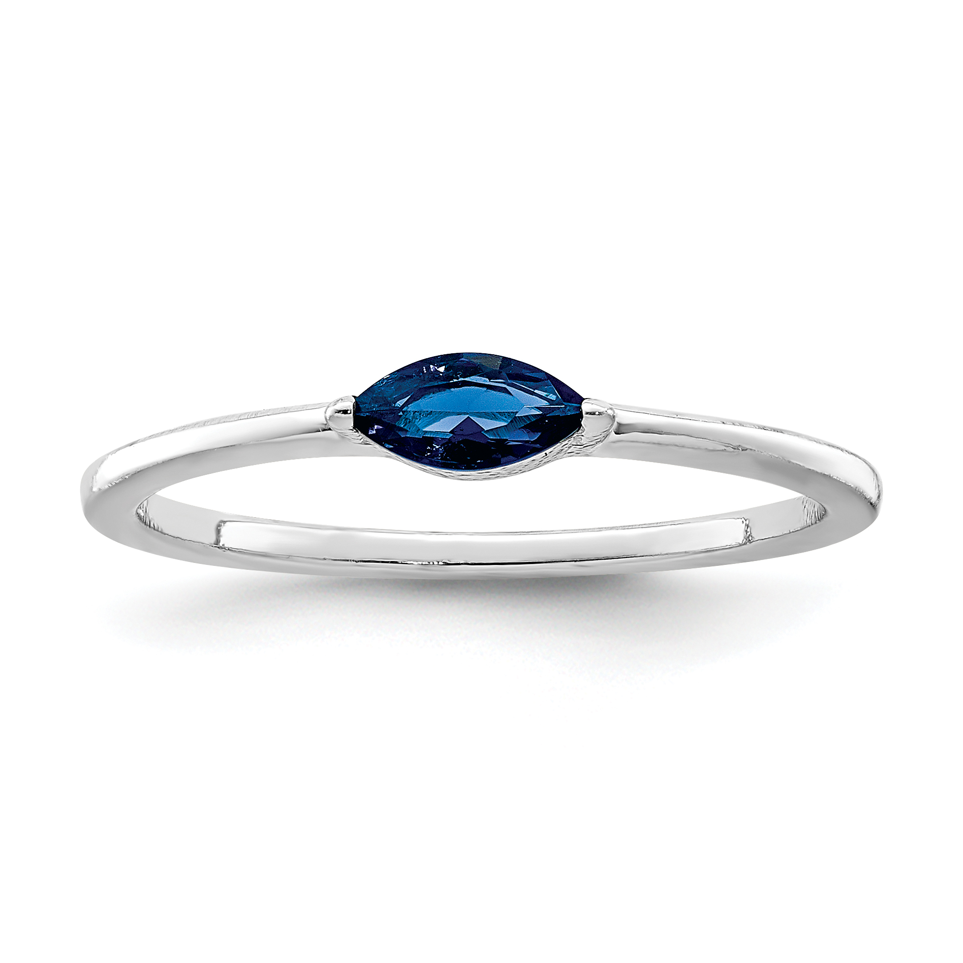 Sterling Silver Rhodium Plated Blue CZ Ring (QR7028-6)