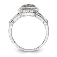Sterling Silver Rhodium Plated Champagne & Clear CZ Ring view 2