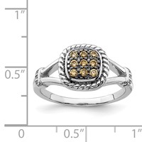 Sterling Silver Rhodium Plated Champagne & Clear CZ Ring view 5
