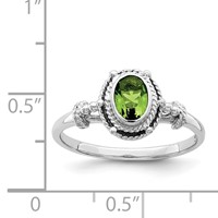 Sterling Silver Rhodium-plated Ring with Green Oval CZ Stone view 5
