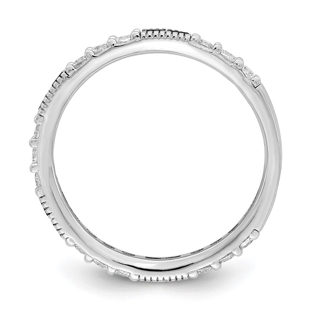 Sterling Silver Rhodium-plated Synthetic Green Spinel & CZ Band (QR7031-8)