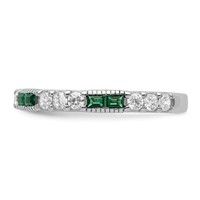 Sterling Silver Rhodium-plated Synthetic Green Spinel & CZ Band view 3
