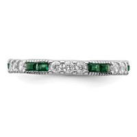 Sterling Silver Rhodium-plated Synthetic Green Spinel & CZ Band view 5