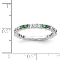 Sterling Silver Rhodium-plated Synthetic Green Spinel & CZ Band view 4