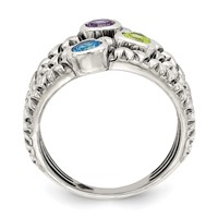 Sterling Silver Blue, Green & Purple CZ Oxidized Ring view 2
