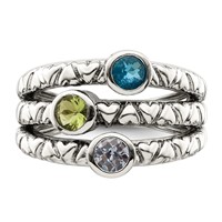 Sterling Silver Blue, Green & Purple CZ Oxidized Ring view 5