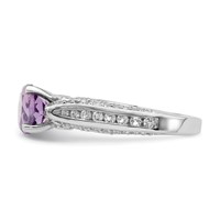 Sterling Silver Rhodium-plated 8mm Amethyst & White Topaz Ring view 3