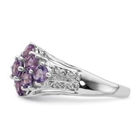Sterling Silver Rhodium-plated Amethyst & White Topaz Fancy Ring view 3