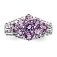 Sterling Silver Rhodium-plated Amethyst & White Topaz Fancy Ring view 4