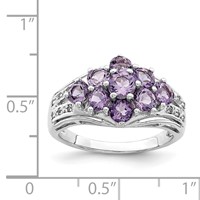 Sterling Silver Rhodium-plated Amethyst & White Topaz Fancy Ring view 5