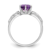 Sterling Silver Rhodium-plated Amethyst Celtic Trinity Ring view 2