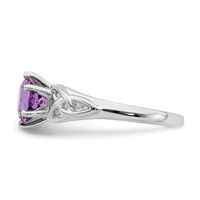 Sterling Silver Rhodium-plated Amethyst Celtic Trinity Ring view 3