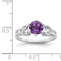 Sterling Silver Rhodium-plated Amethyst Celtic Trinity Ring view 5