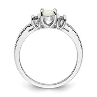 Sterling Silver Rhodium-plated Lab Created Opal CZ Ring view 2