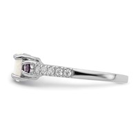Sterling Silver Rhodium-plated Lab Created Opal CZ Ring view 3