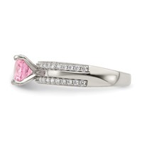 Sterling Silver Rhodium-plated Pink and Clear CZ Ring view 3