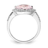Sterling Silver Rhodium-plated 10x 5 Pink Marquise CZ Ring view 2