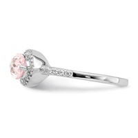 Sterling Silver Rhodium-plated 10x 5 Pink Marquise CZ Ring view 3