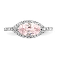 Sterling Silver Rhodium-plated 10x 5 Pink Marquise CZ Ring view 4