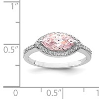 Sterling Silver Rhodium-plated 10x 5 Pink Marquise CZ Ring view 5