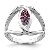 Sterling Silver Rhod-plat Rhodolite Garnet Ring view 1