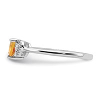 Sterling Silver Rhodium-plated Polished Citrine and Diamond Ring view 4