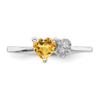 Sterling Silver Rhodium-plated Polished Citrine and Diamond Ring view 5