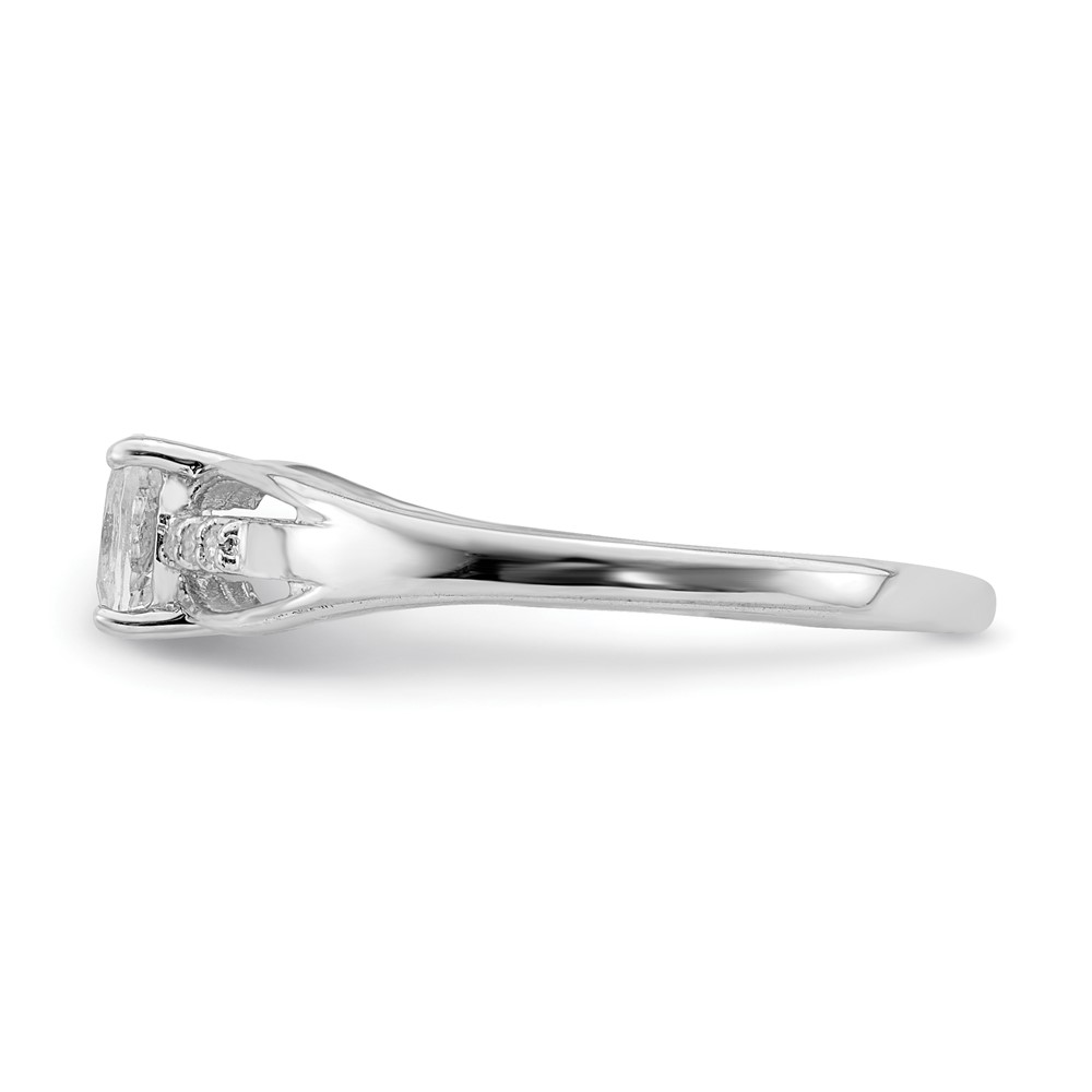 Sterling Silver Rhod-plated Diamond White Topaz Ring (QR7064APR-7)