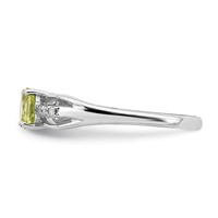 Sterling Silver Rhod-plated Diamond Peridot Ring view 4