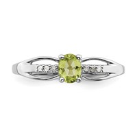 Sterling Silver Rhod-plated Diamond Peridot Ring view 5