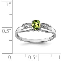 Sterling Silver Rhod-plated Diamond Peridot Ring view 3