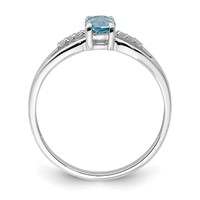 Sterling Silver Rhod-plated Diamond Light Swiss Blue Topaz Ring view 2