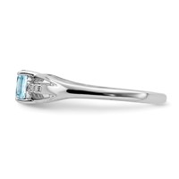 Sterling Silver Rhod-plated Diamond Light Swiss Blue Topaz Ring view 3