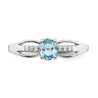Sterling Silver Rhod-plated Diamond Light Swiss Blue Topaz Ring view 5
