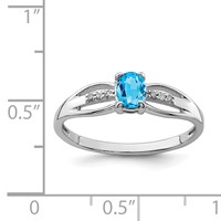 Sterling Silver Rhod-plated Diamond Light Swiss Blue Topaz Ring view 4