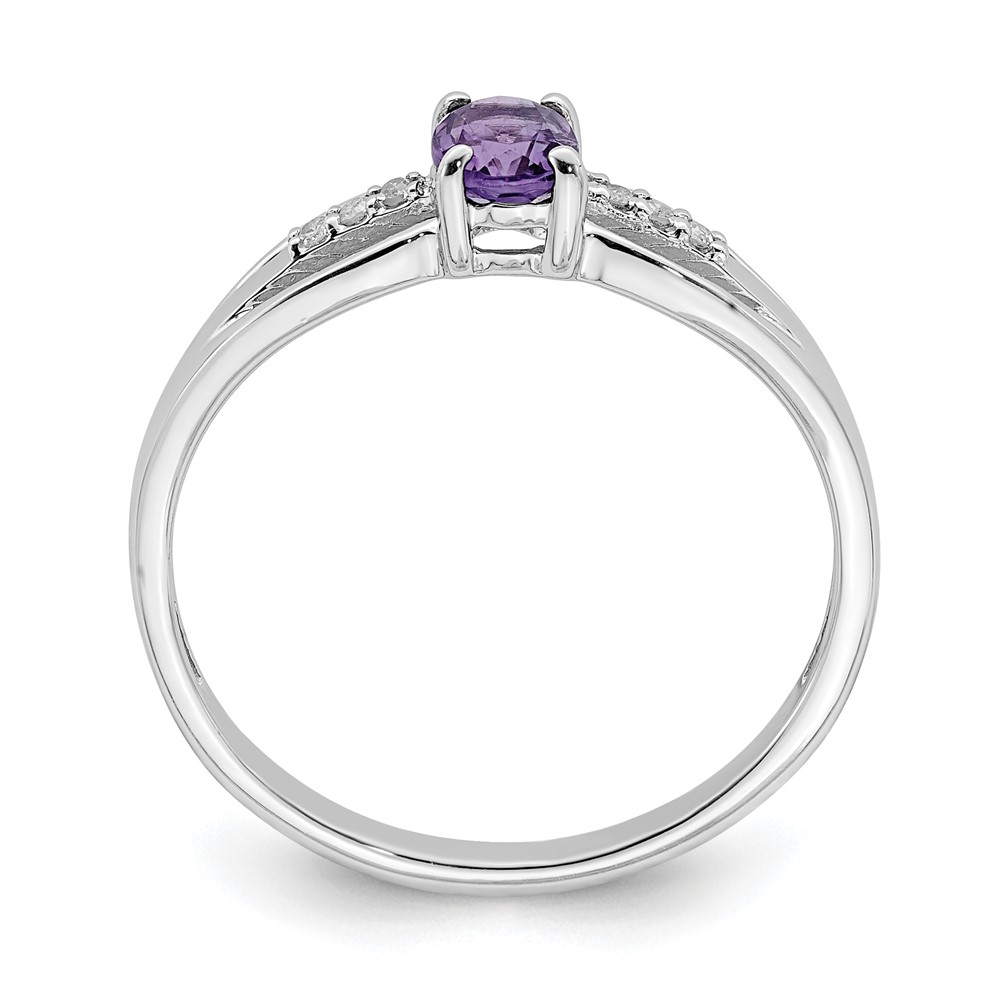 Sterling Silver Rhod-plated Diamond Amethyst Ring (QR7064FEB-6)