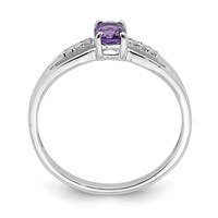 Sterling Silver Rhod-plated Diamond Amethyst Ring view 2