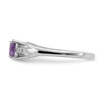 Sterling Silver Rhod-plated Diamond Amethyst Ring view 4