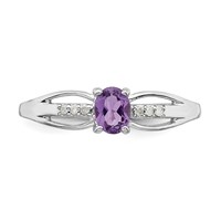Sterling Silver Rhod-plated Diamond Amethyst Ring view 5