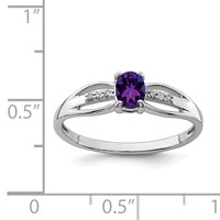 Sterling Silver Rhod-plated Diamond Amethyst Ring view 3