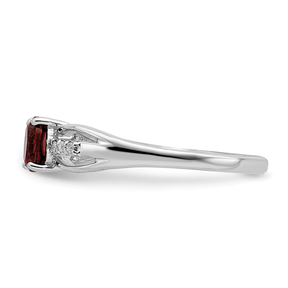 Sterling Silver Rhod-plated Diamond Garnet Ring (QR7064JAN-6)